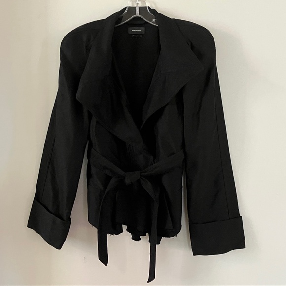 Isabel Marant Black Belted Jacket 44 10 12 L Removable Belt - Picture 1 of 9